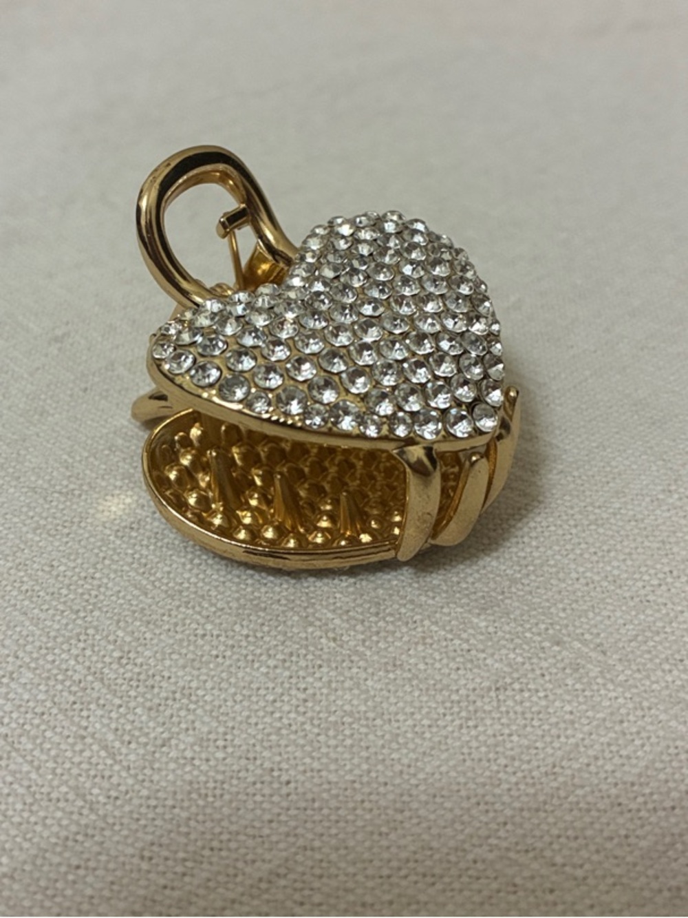 Gold Heart Crystal Hair Clip - Women Jewelry